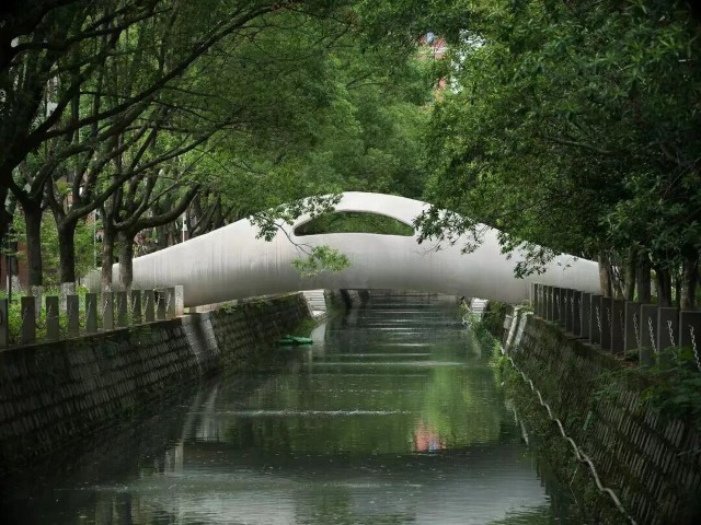 校內(nèi)落成的全國最長單跨3D打印人行橋“經(jīng)綸橋” 學(xué)校供圖.jpg